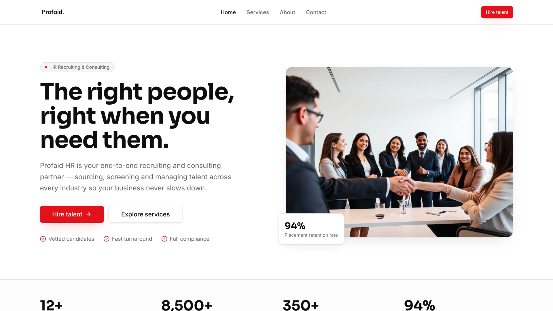 Profaid HR — case study screenshot