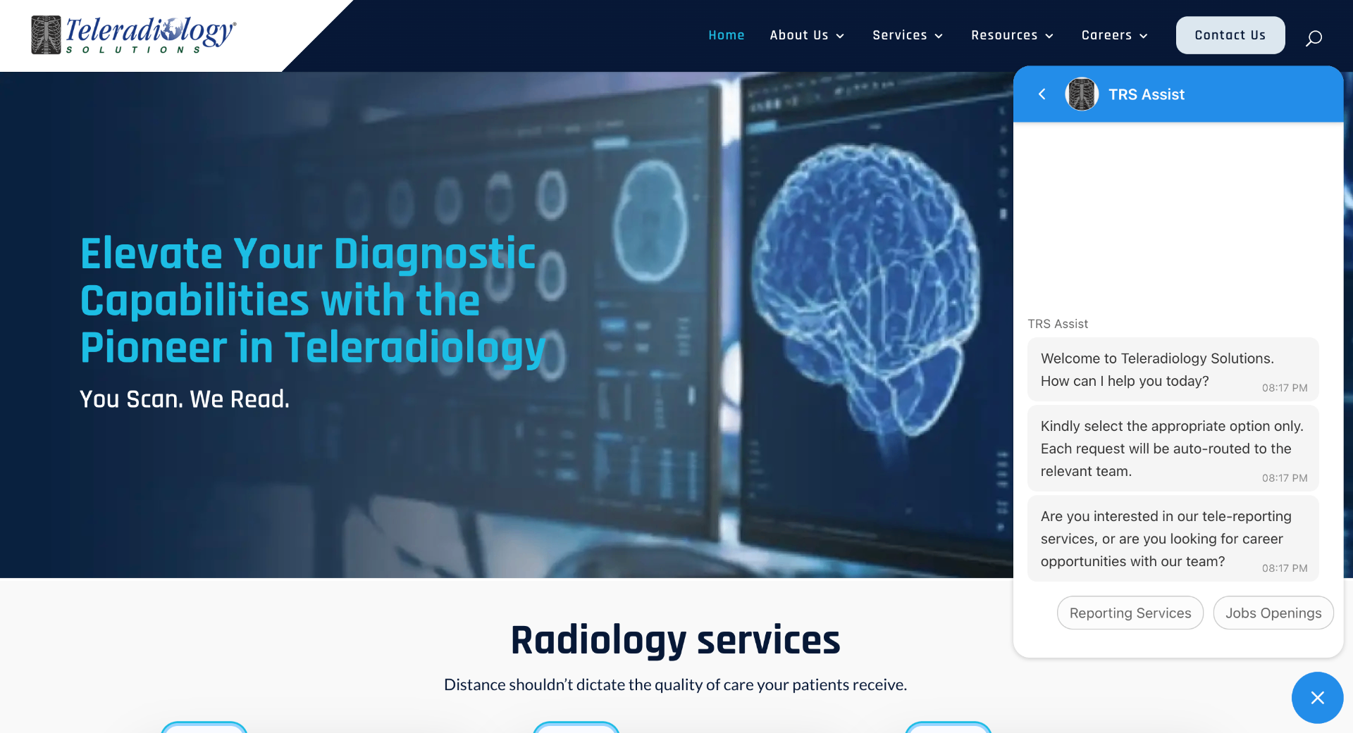 TRS — Radiology Reporting — case study screenshot